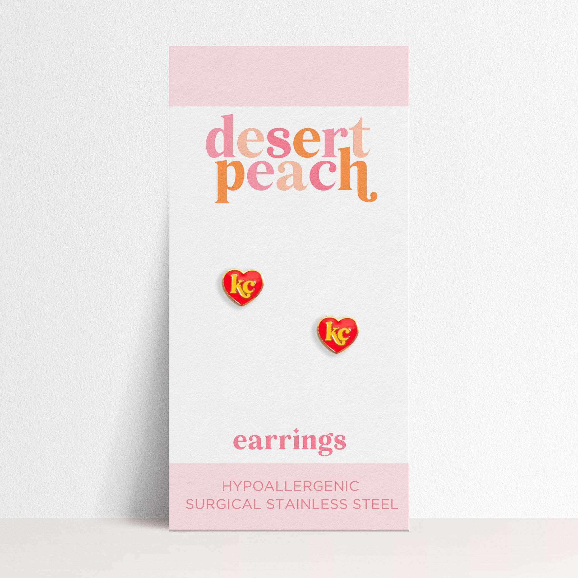 Desert Peach - Kansas City Chiefs Heart Stud Earrings