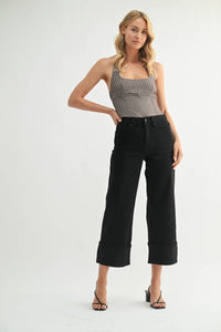 JBD Black- Petite Cuffed Slim Wide