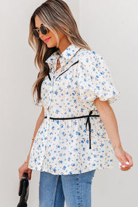 Lyanna Floral Puff Short Sleeve Top