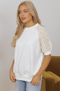 Paulina Lace Crochet Short Sleeve Top
