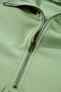 Kate Fleece Lined Half Zipper Kangaroo Pockets Loose Hoodie