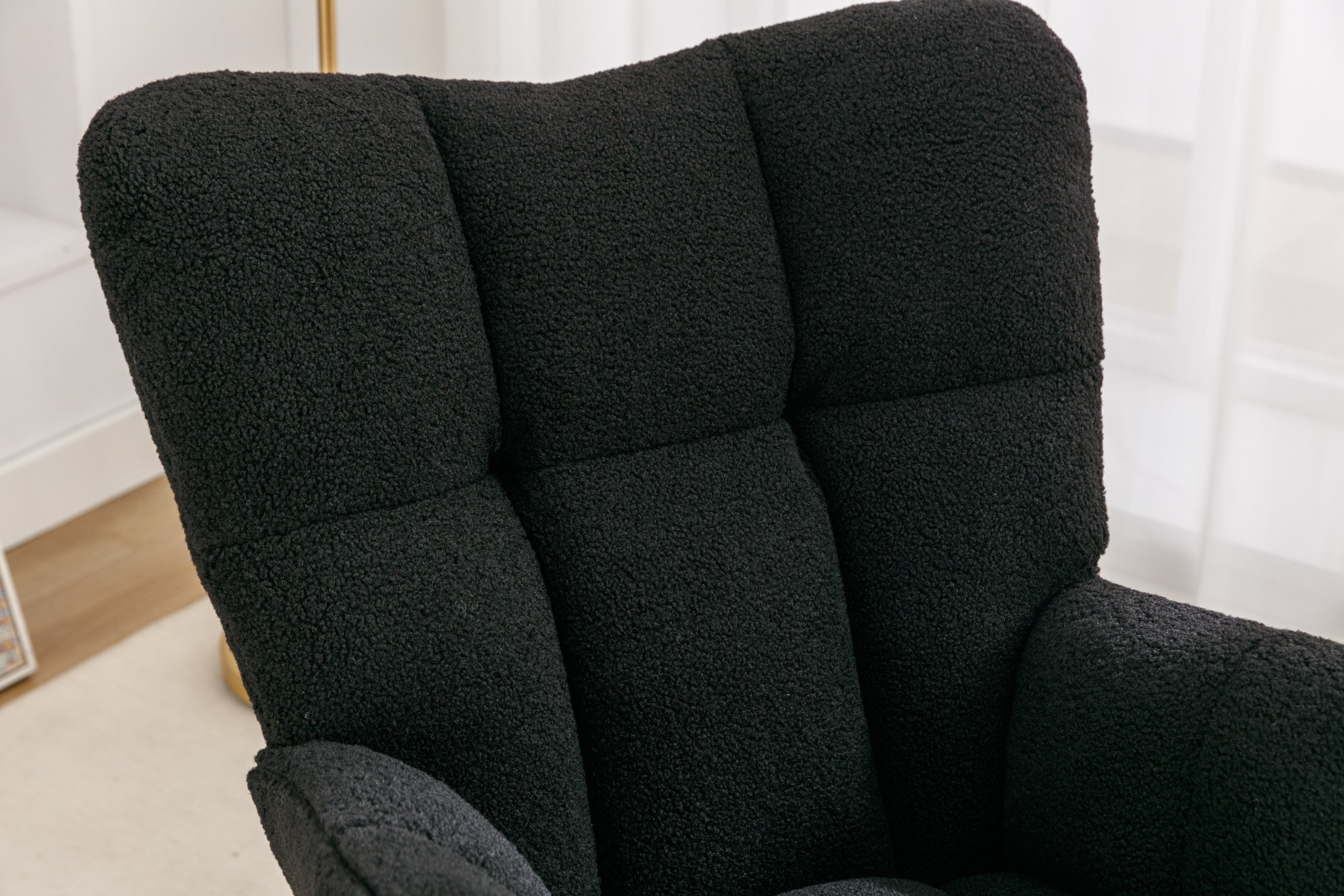 050-Teddy Fabric Rocking Gilder Nursery Chair For Living Room Indoor,Black