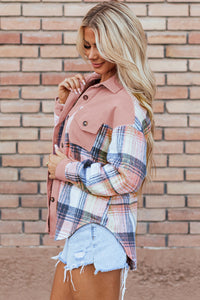 Nancy Plaid Corduroy Patchwork Shacket