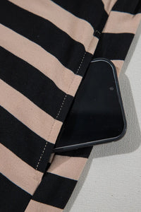 Stripe Casual Round Neck Tee Dress with Pockets