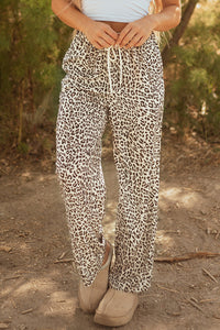 Mabel Leopard Drawstring Elastic Waistband Loose Pants