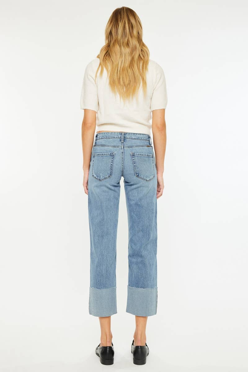 KanCan Denim MID RISE CROPPED WIDE LEG JEAN