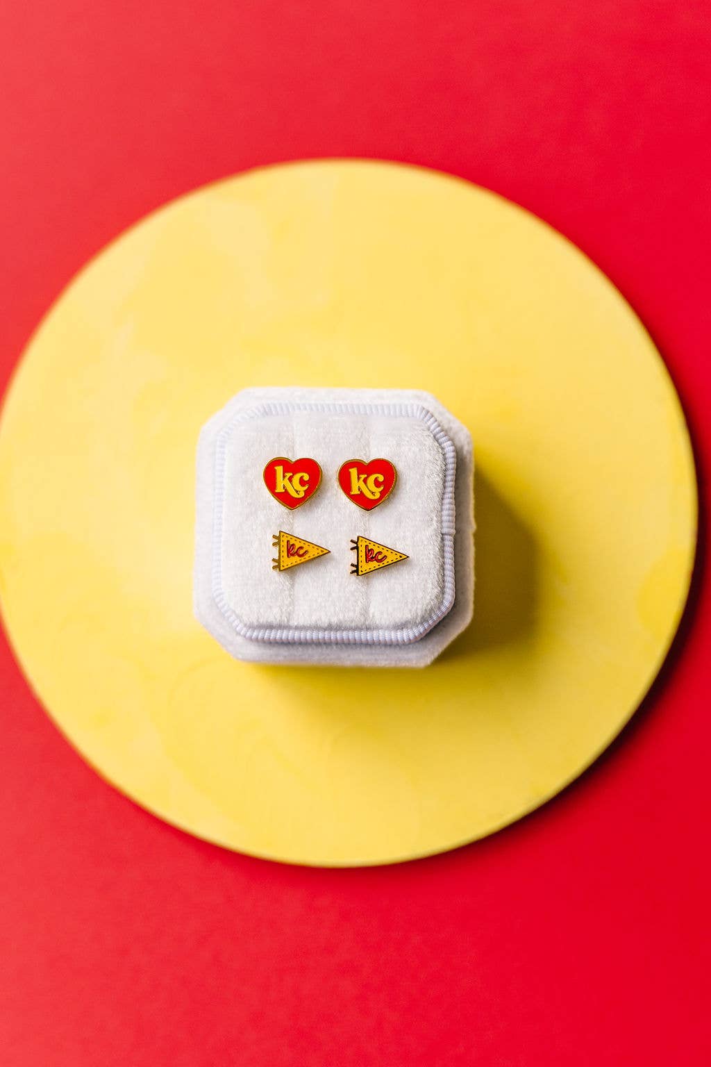 Desert Peach - Kansas City Chiefs Heart Stud Earrings