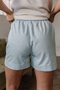 Bianca Light Wash Pocketed Wide Leg Shorts