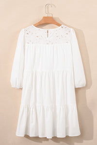 Whitley Floral Lace Patchwork Tiered Mini Dress