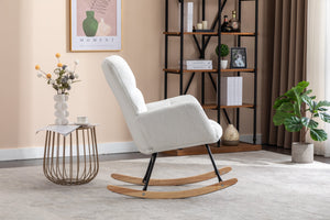 050-Teddy Fabric Rocking Gilder Nursery Chair For Living Room Indoor,Ivory