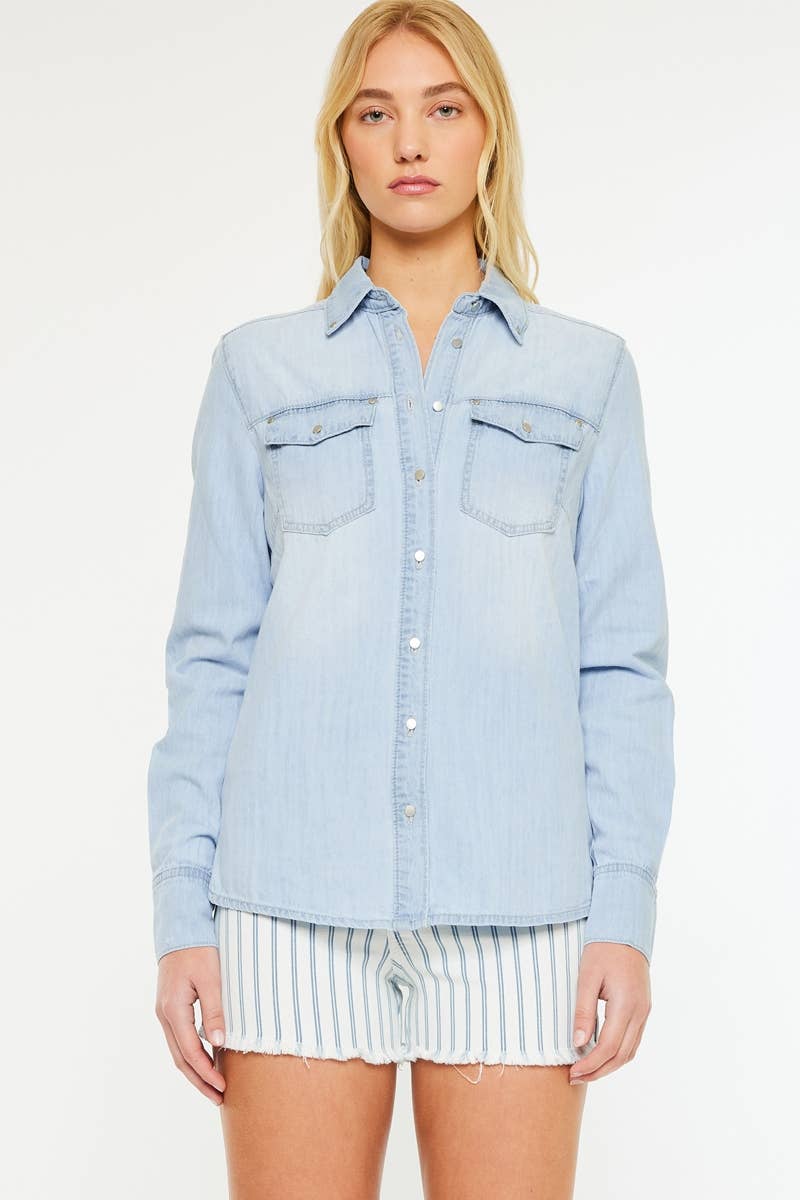 KanCan button down denim shirt LIGHT
