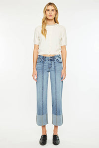 KanCan Denim MID RISE CROPPED WIDE LEG JEAN