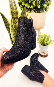 Fiera Glitter Booties in Black