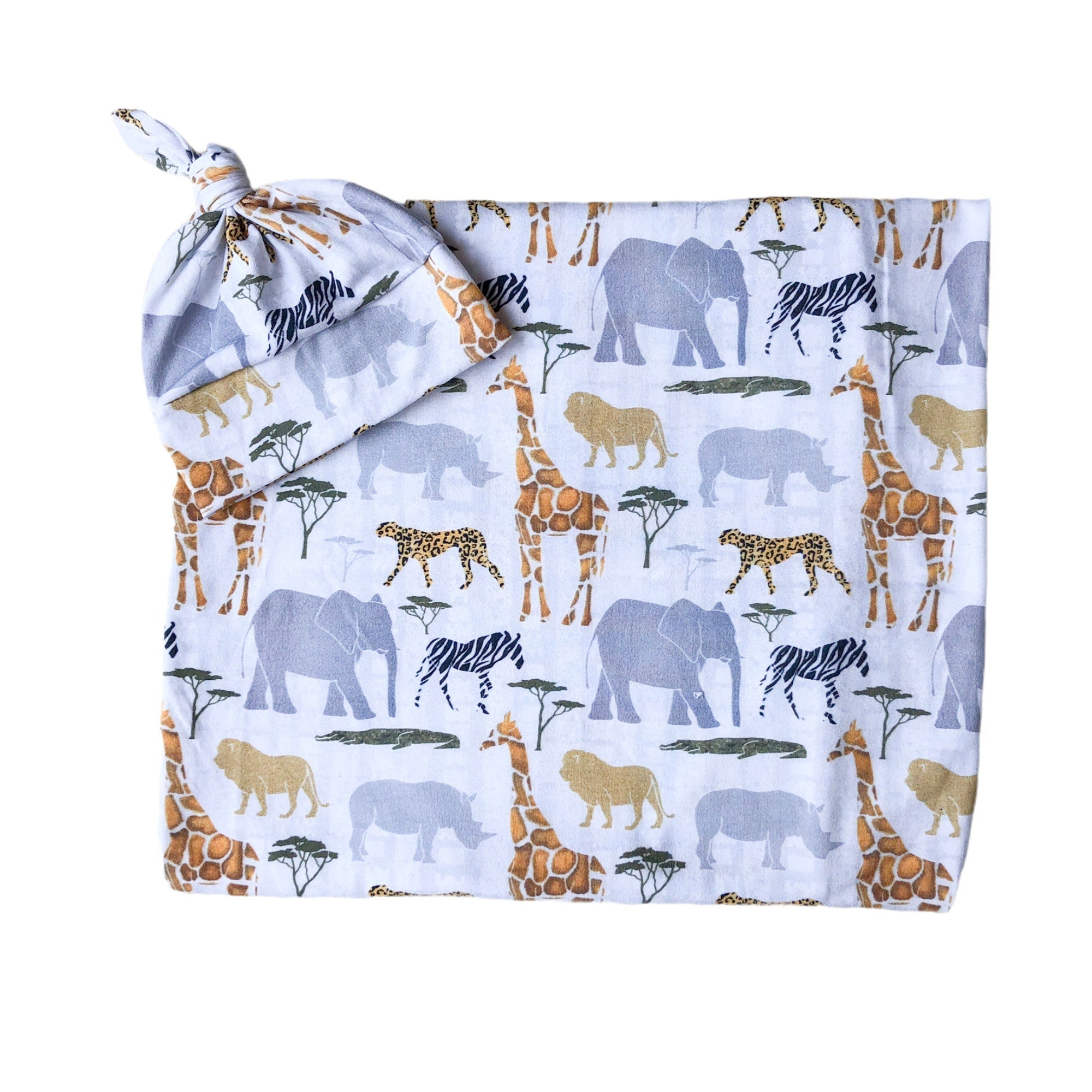 Zoo Animals Baby Swaddle Blanket Set