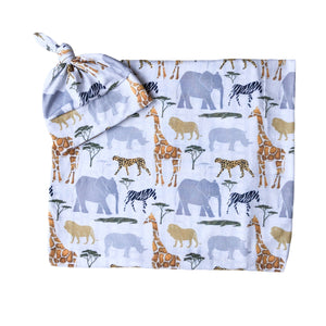 Zoo Animals Baby Swaddle Blanket Set