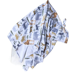 Zoo Animals Baby Swaddle Blanket Set
