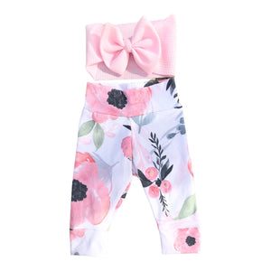 Pink Floral Personalized Leggings Set
