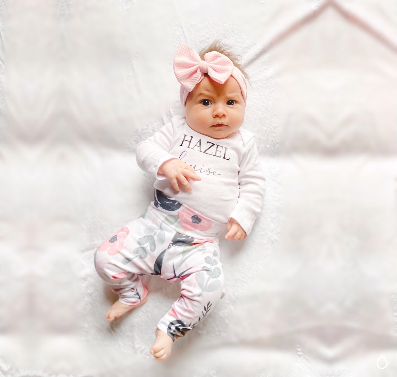 Pink Floral Personalized Leggings Set
