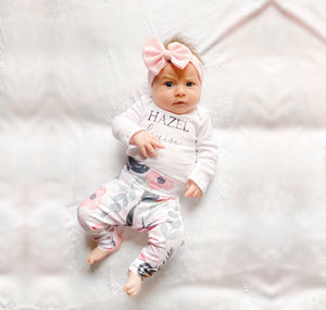 Pink Floral Personalized Leggings Set
