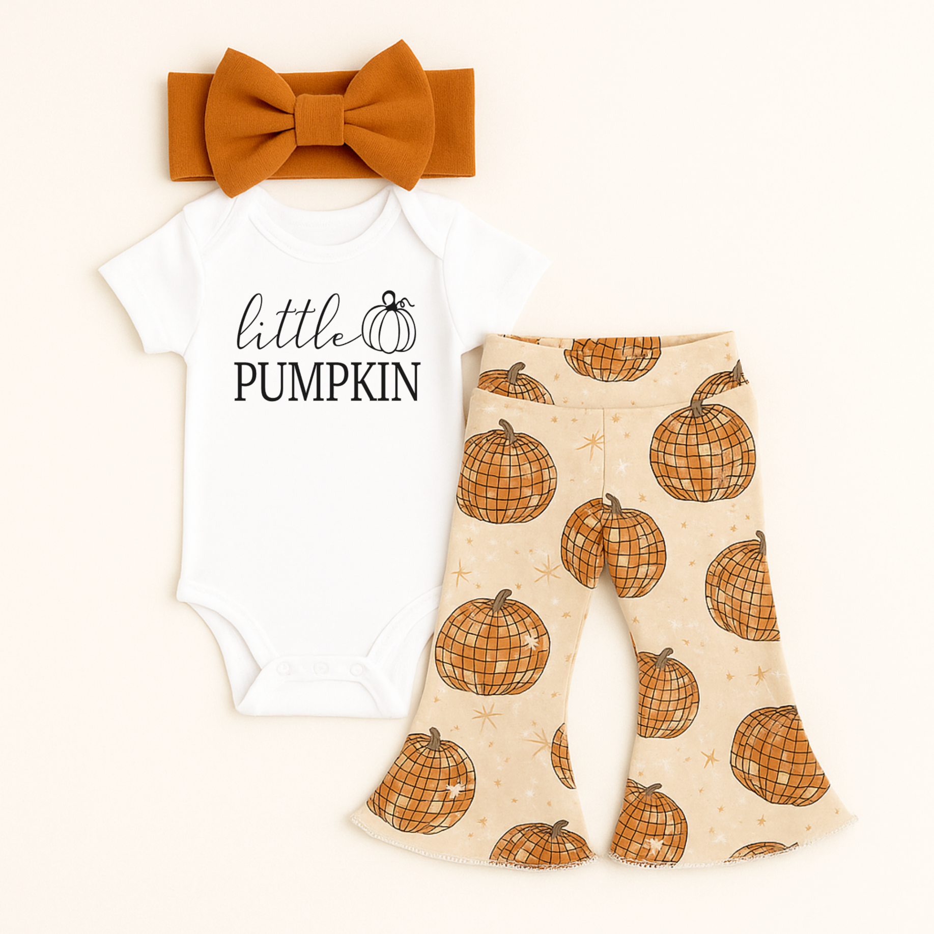 Disco Pumpkin Halloween Baby Bell Bottoms