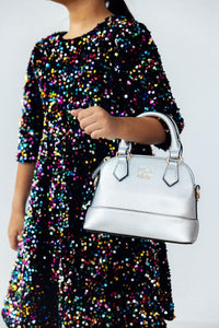 Silver Metallic Girl's Crossbody Purse