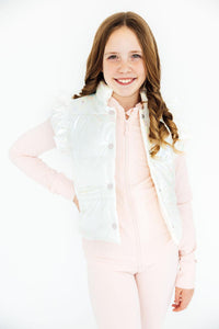 White Checker Puffer Vest