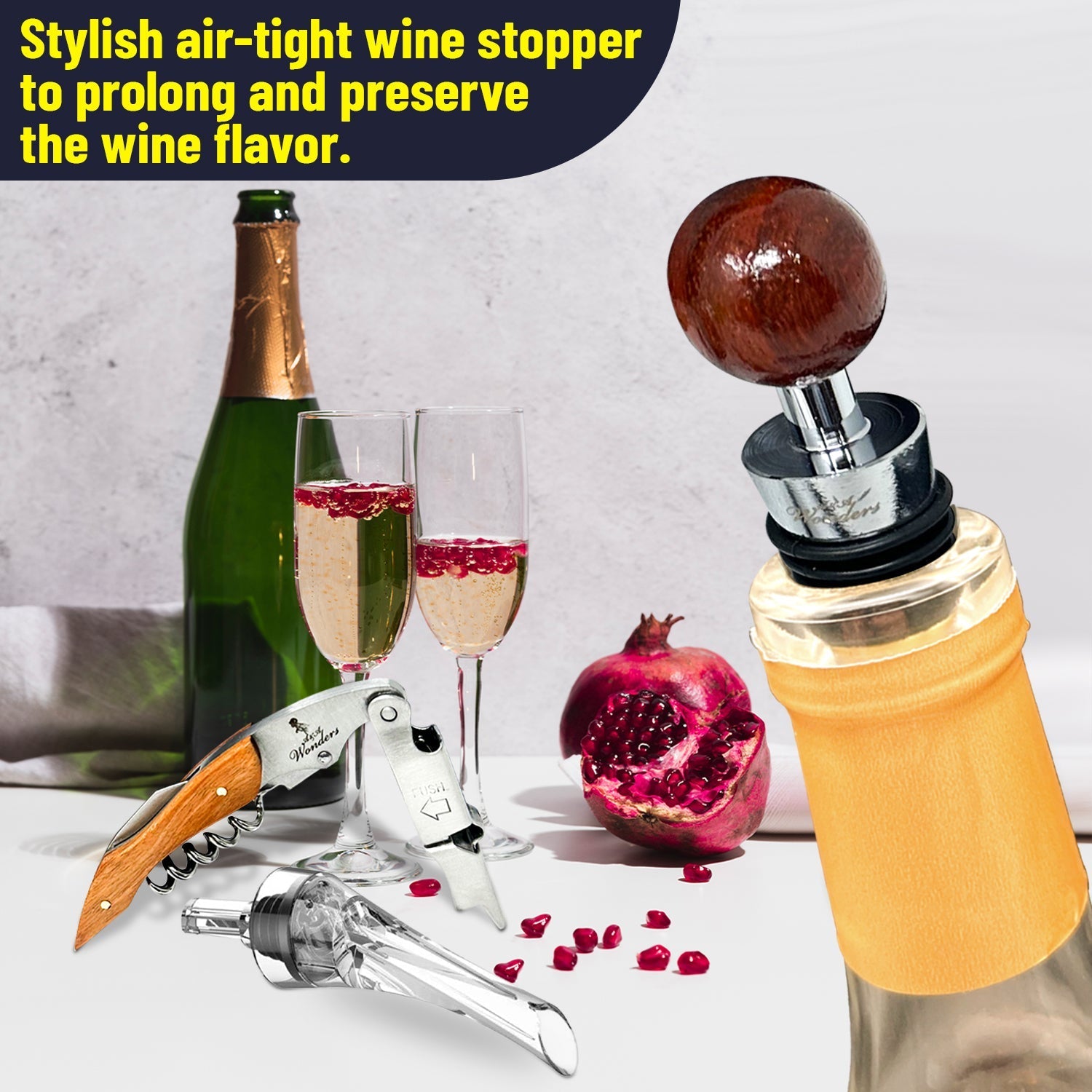 Ultimate Wine Accessories Set Featuring 3 in-1 Multifunctional Waiters Corkscrew