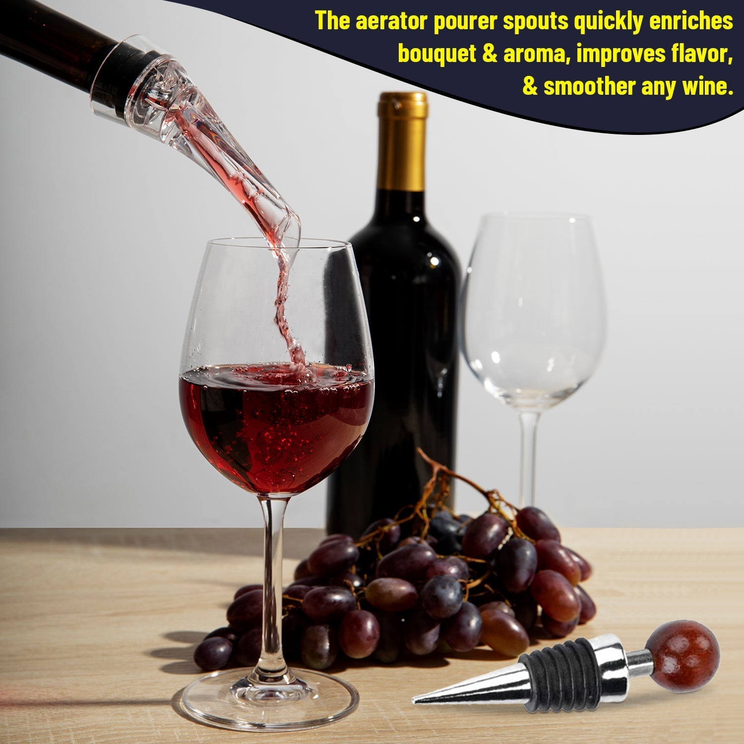 Ultimate Wine Accessories Set Featuring 3 in-1 Multifunctional Waiters Corkscrew