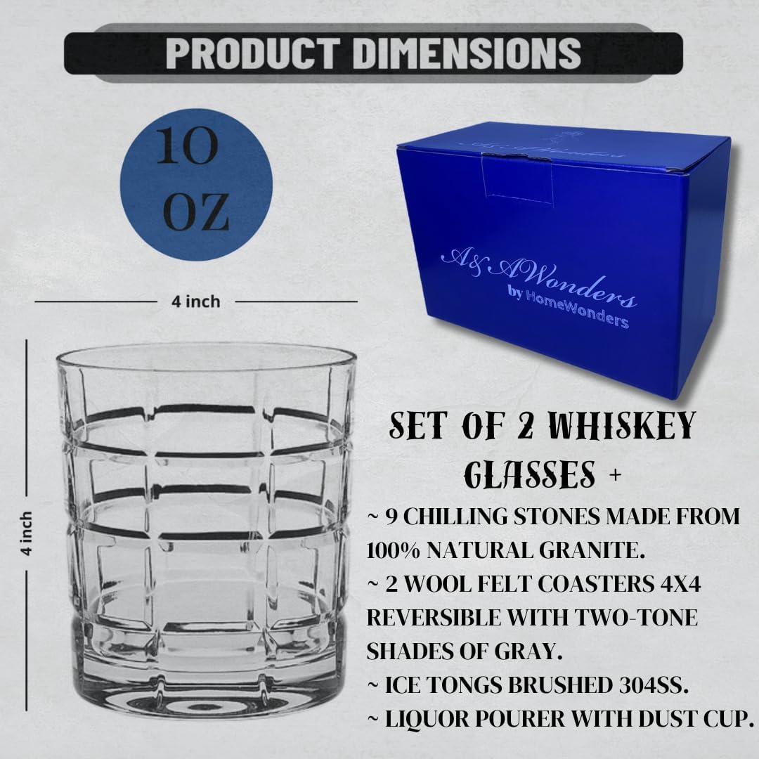 Whiskey Glasses 10oz Premium Scotch Glasses Set of 2 Old Fashioned Whiskey