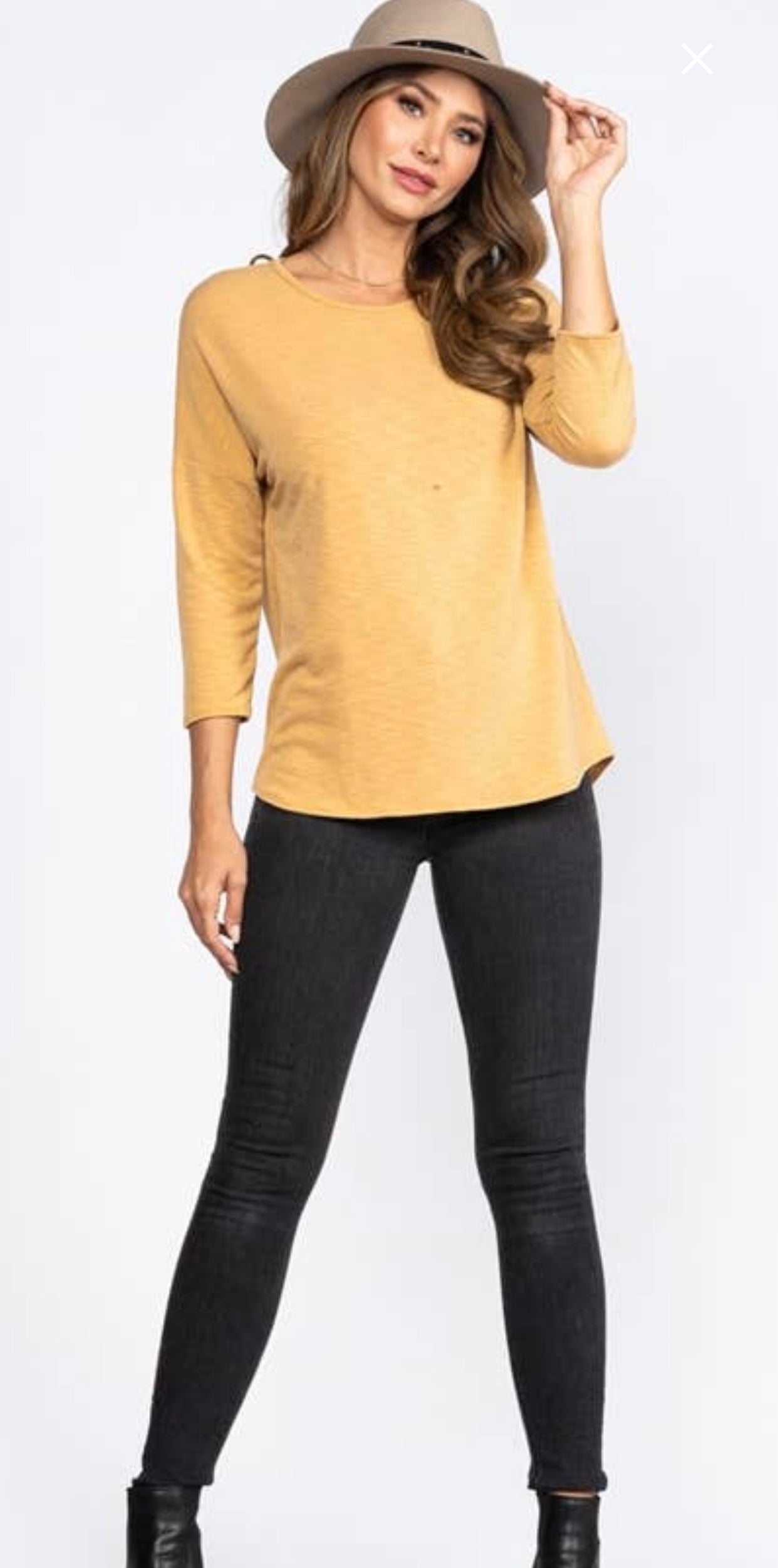 MUSTARD SLUB KNIT PEEKABOO BACK SHIFT TOP