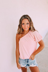 Pink one shoulder top